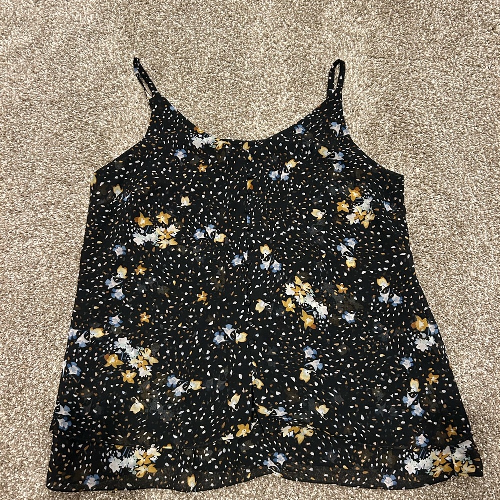 CAbi Black Floral Camisole Top